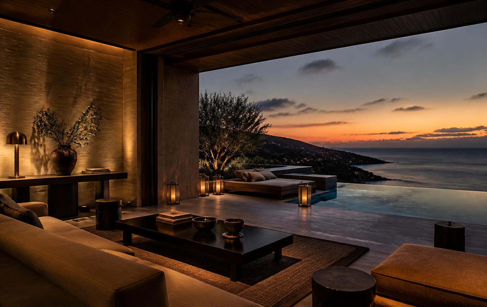 Resort interior overlooking the coast