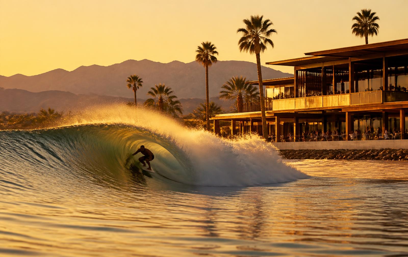 Surf lagoon at golden hour